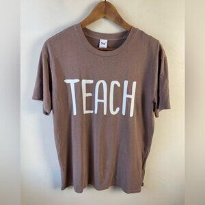 Aritzia TNA boxy brown cotton scoop neck short sleeve TEE shirt size small teach